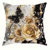 Schwarz und Gold Rose Schmetterling Luxus Kissenbezug Schlafzimmer Wohnzimmer Sofa Heimdekor Polyester Kissenbezug mit Reißverschluss