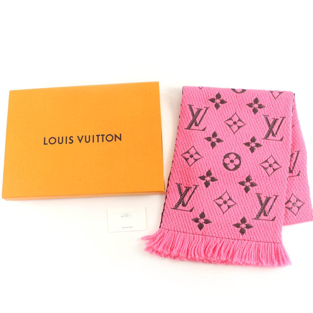 Excellent LOUIS VUITTON Scarf Escalp Logo Mania Shine Virgin wool Women M76070 Used