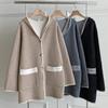 New Arrivals Open Run Women Double Pocket Button Viscose Hoodie Cardigan