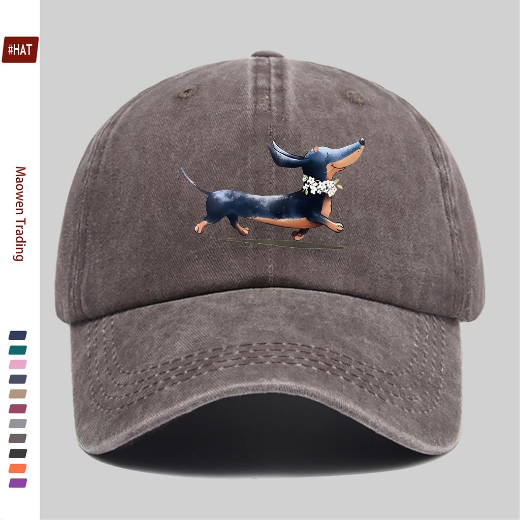 pc Cute Dachshund And Daisy Print Pattern Baseball Cap Casual Accessory Golf Hat Home Leisure Decor Hat Comfortable Lightwei