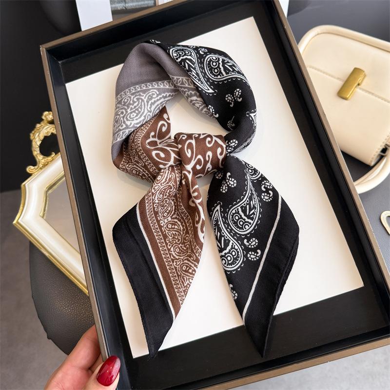 Cashew Print Female Neck Scarf Cotton Linen Feeling Women Square Hair Scarves Foulard Head Band Shawls Wraps Neckerchief Bandana