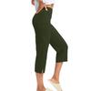 Kvinner Elastisk Høy Midje 3/4 Bukse Casual Aktiv Passform Vide Capri Leggings Bukser Bukser Med Lommer