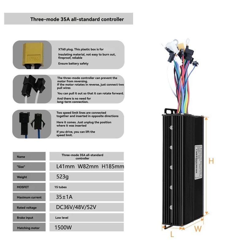 36V 48V 52V 35A 1500W Brushless Motor Controller +GD01 LCD Kit For Electric Mountain Bike Scooter Modification