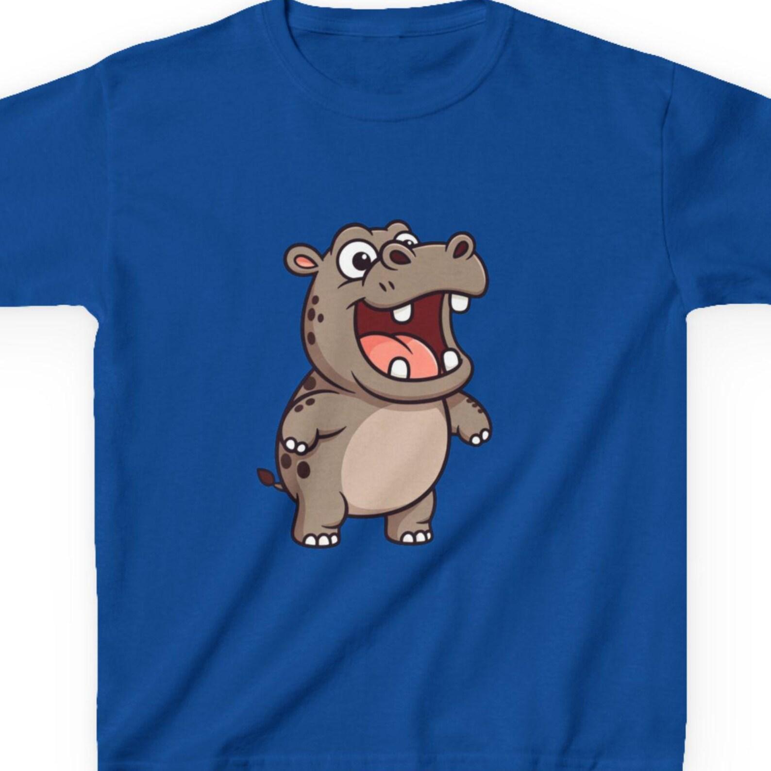 Happy Cartoon Hippo Kids T-Shirt | Cute Animal Tee 160
