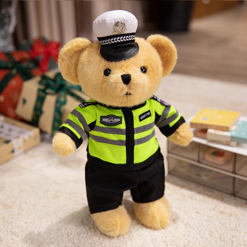 Мультяшный полицейский медведь плюшевая кукла мишка игрушка плюшевая игрушка дорожный полицейский медведь пожарный медведь кукла детская кукла 37cm（0.5kg）