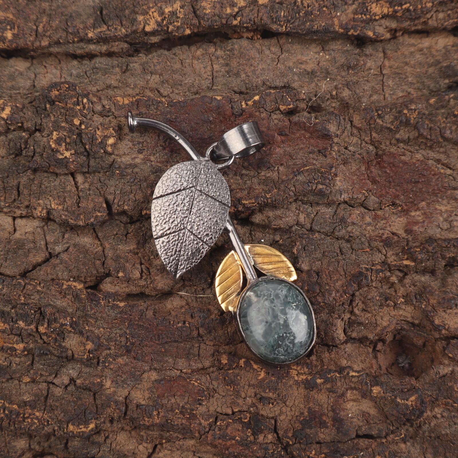 

Oval Natural Moss Agate 925 Silver Anniversary Gift Unique Boho Pendant Jewelry PP-55-39