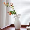 Vase with Attitude, White Ceramic Small Neck Vases, Novel and Lovely Unique Shape Vase, 7inch Modern Home Decoration Vases, Can Be Used As A
