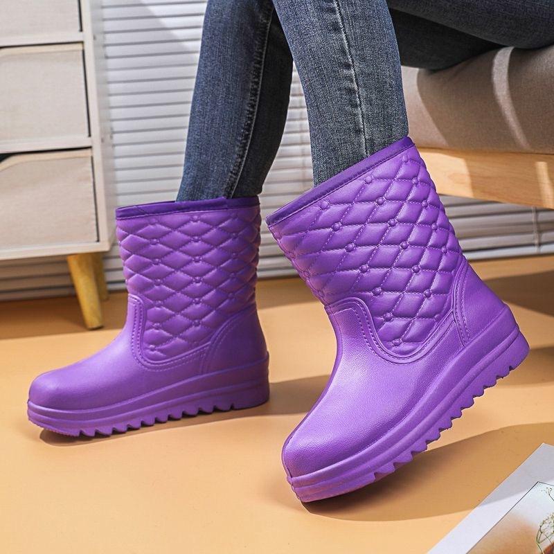 Fleece snow boots non-slip warm waterproof rain boots student boots EV integrated shoes laundry shoes