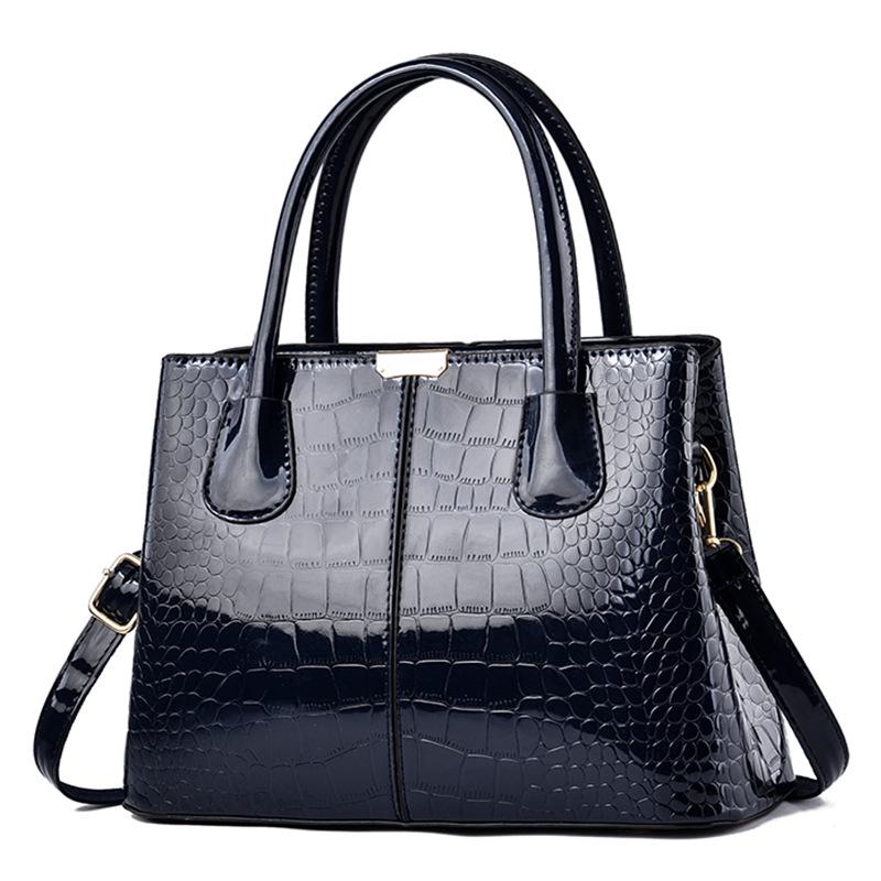 Patent Leather Stone Grain Handbag 2025: New Large Capacity Simple Women's Crossbody & Shoulder Bag