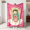 1pc Cute Cartoon Virgin Mary Printed Flannel Blanket In Multiple Sizes Soft And Comfortable Casual Blanket Machine Washable