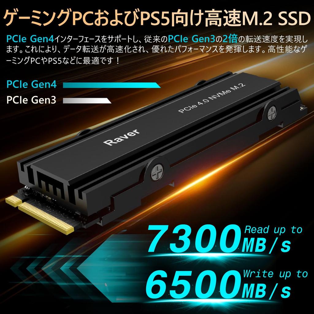 Dysk SSD Raver 4TB PCIe Gen4x4 NVMe 2280 z radiatorem 3D NAND TLC PS5 Działanie potwierdzone RE4 Produkt autoryzowanego dystrybutora 5 lat gwarancji wbudowany M.2
