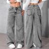High Waist Wide Leg Denim Pants Women 2025 Bow Embroidery Streetwear Loose Fit Cotton Blend