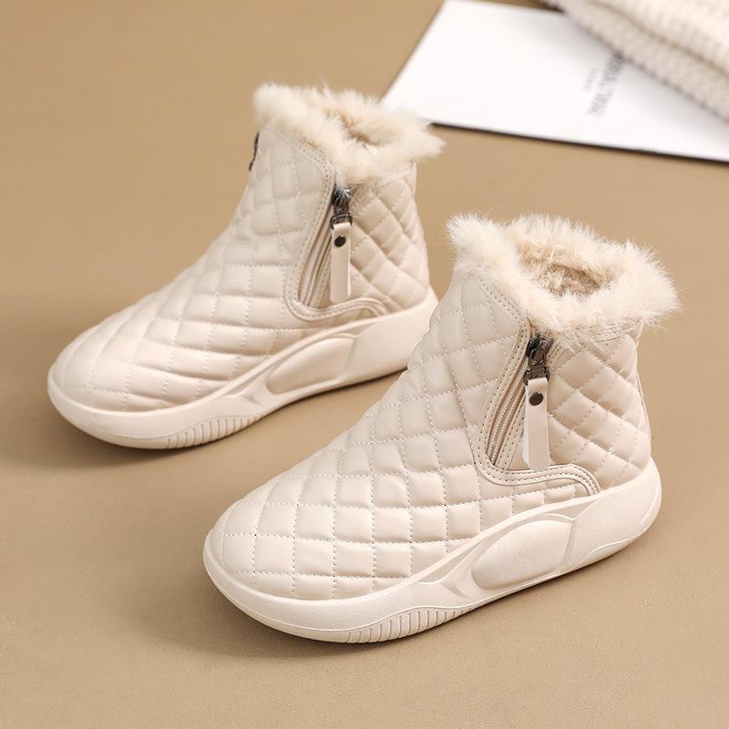 

Dachang Женские зимние ботинки 2025 Новые Утепленные флисом На толстой подошве С увеличением роста Короткие ботинки Универсальные Повседневные Студенческие На одной педали Хлопковые 35