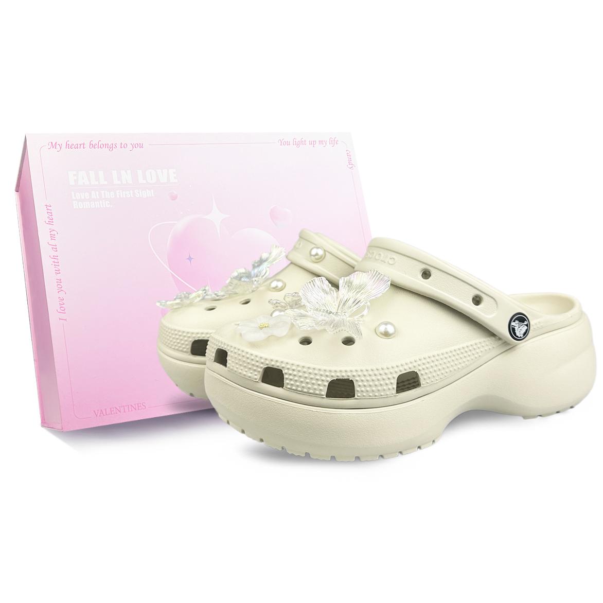 

Crocs Classic Platform Clog EVA Butterfly Dream Puff Shoes Casual Comfort Clogs Women s Off-White 36-37 белый