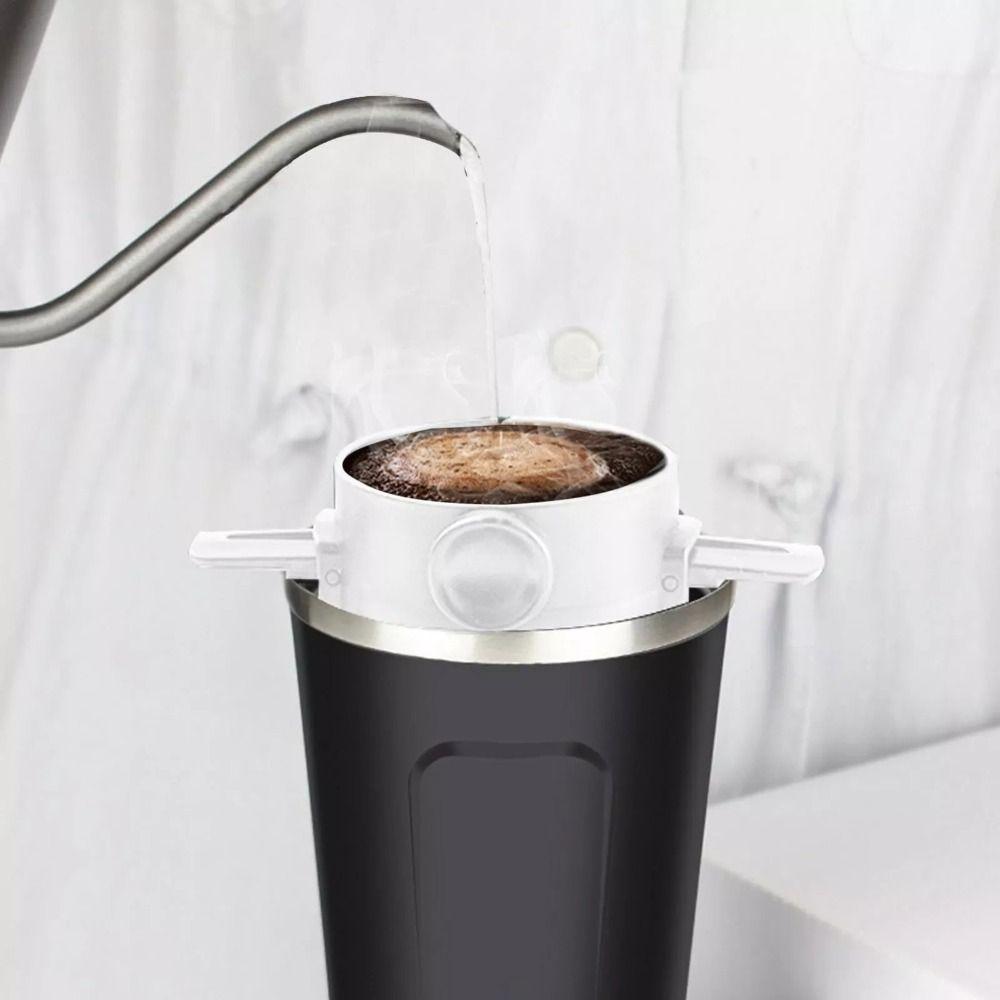 Tragbarer faltbarer Kaffeefilter wiederverwendbar mit Tassenhalter Kaffeefiltertassen Edelstahl leicht zu reinigen Tropffiltertasse