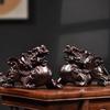 Wood Pi Xiu Statue Wealth Guardian Sculpture Gift Office Desk & Home Decor Housewarming & Business Success