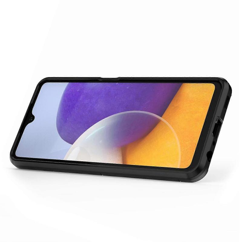 PC TPU Hybrid Phone Case with Ring Holder Kickstand for Samsung Galaxy A22 4G (EU Version), Shockproof Protective Cover