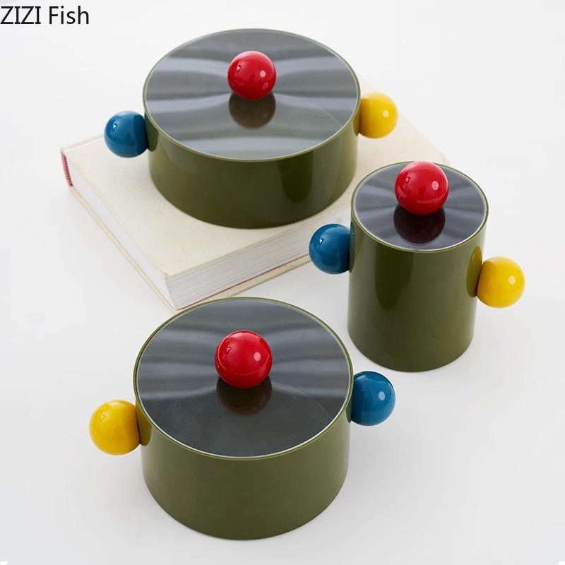 Colorful Dot Decorative Storage Jar Candy Jar Small Objects Jewelry Organizer Box Earring Ring Boxes Cosmetics Container