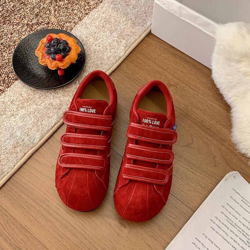 2025 autumn Korean version Velcro retro German training shoes women's inner height increase breathable non-slip wear-resistant casual versatile spo