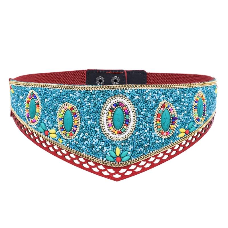 Bohemian Multicolored Beaded Belt Handwoven Adjustable Waistband For Women Ethnic Style Festival Accessory