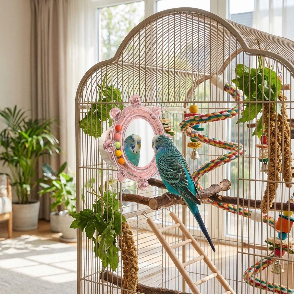 Spinning Puzzle Parrot Mirror Toy Wear-Resisting Parrot Spinning Wheels Small Parrot