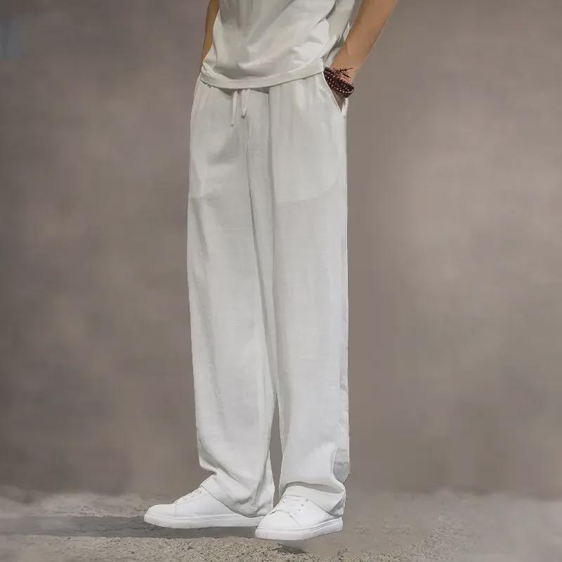 Men's High-End Linen Cotton Casual Pants - Summer Thin Cool Straight Fit