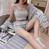 Danmo Summer Fashion Women Tracksuit Clothes 3 Piece Set Woman Sports Suits Zipper Jacket+Short Camisole+High Waist Drawstring Shorts Outfit