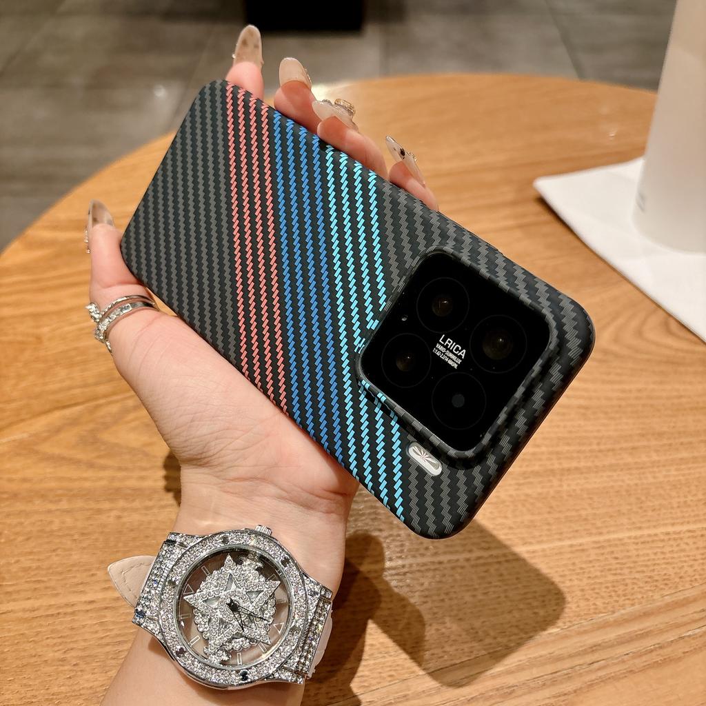 Relief Carbon Fiber Case For Xiaomi 15 15S 17 Pro Max 14 13 Ultra Pro Magnetic Phone Cover Hard PC Aramid Fiber Case Fundas