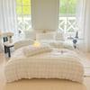 Winter Rabbit Fur & Milk Velvet Four-Piece Bedding Set with Fleece Duvet Cover - High GSM, Perfect for Dormitory.