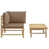 vidaXL 2-part. Garden Lounge Set with Taupe Cushions Bamboo