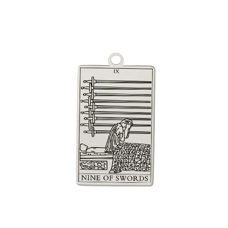 Dawapara Tarot Card Pendant Suit of Swords Minor Arcana Amulet Stainless Steel Charms for Jewelry Making DIY Accessories