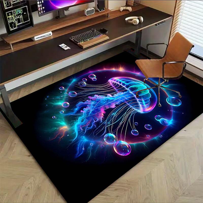 1PC Jellyfish, Neon Extra Large Non Slip Floor carpet, Office, family, bedroom, Studio   Large Area Rug Indoor Rugs, , Vibrant Colors