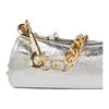 VIVIENNE WESTWOOD Orb Chain Strap Logo Tag Zip Closure Goat Leather Handbag Women Handbag Silver 4603000AWL00ACQ401