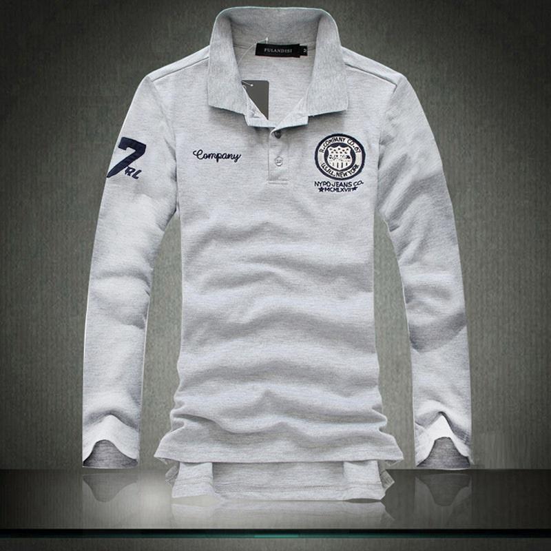 Men's New Fashion Slim Fit Long Sleeve Polo Shirt Casual Cotton Tee