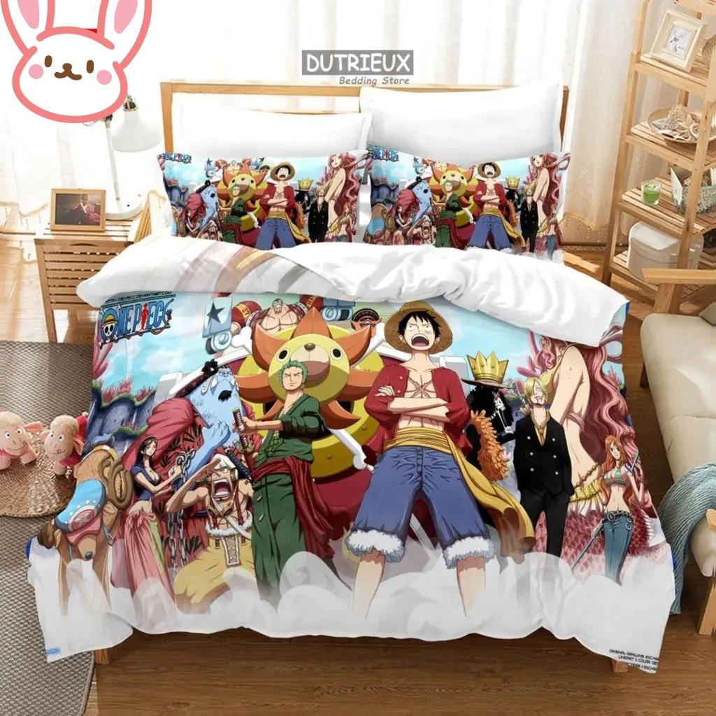 3D Heißer Verkauf Einteiliges Bettbezug-Set Luffy Sauron Anime Bettwäsche-Set Bettbezug mit 2 Kissenbezügen Schlafzimmer-Dekoration Teenager Beste Geschenke