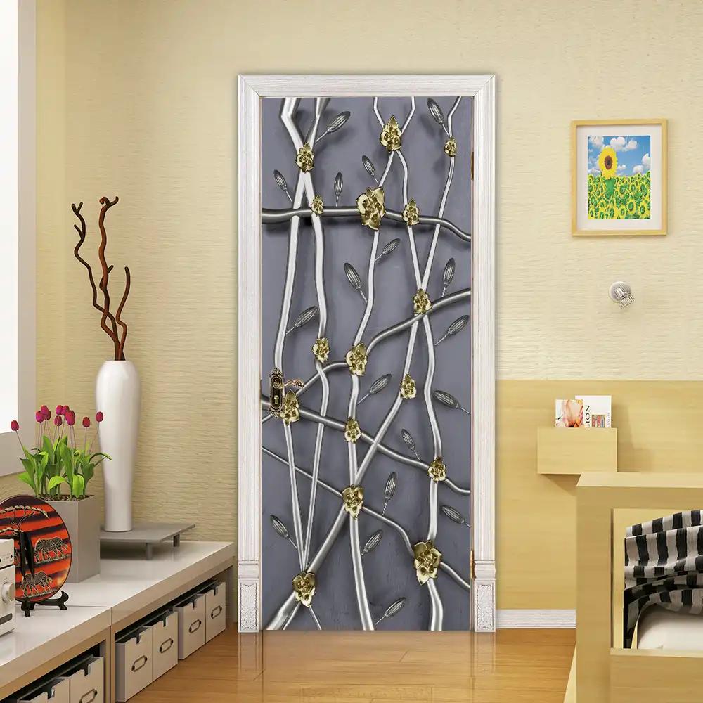 Retro Themed Kitchen Decoration PVC Door Sticker - a Festive Door Decoration That Can Be Easily Removed, Suitable for Kitchen, Guest Room