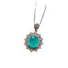 Internet Celebrity Live Broadcast Circular Simulation Paraiba Set Pendant Necklace Ring Earring Wedding Jewelry Three Piece