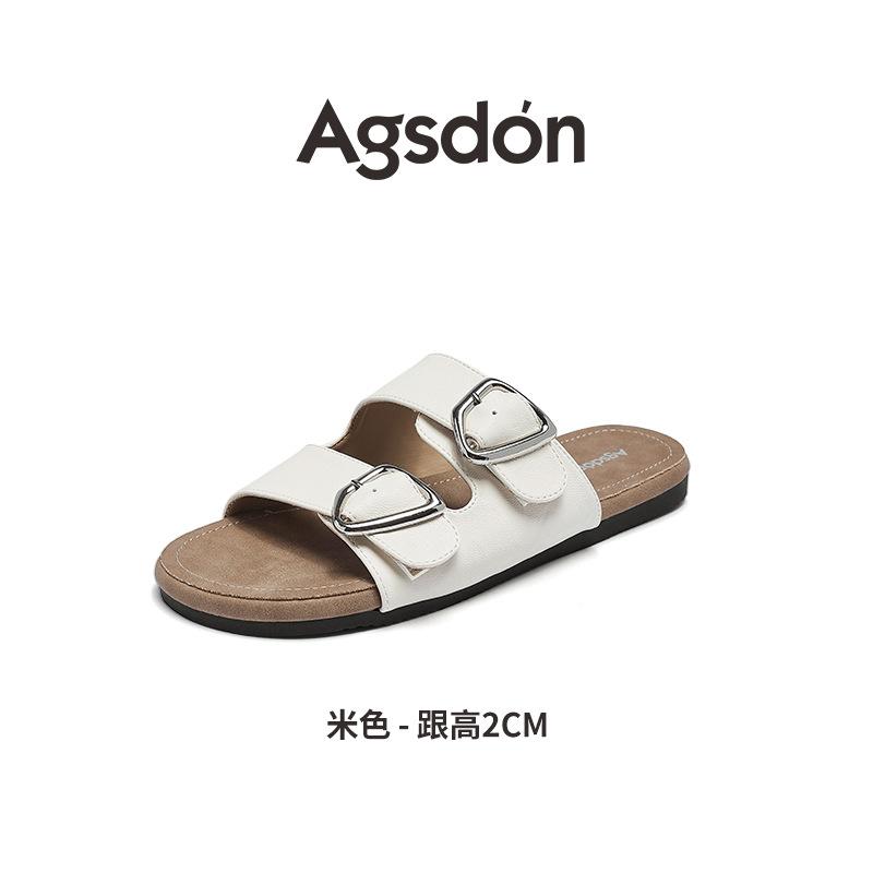 Augustine Slippers Women's Summer Wear 2025 New Flat-bottomed Lazy One-pedal Casual Soft-soled Beach Sandals