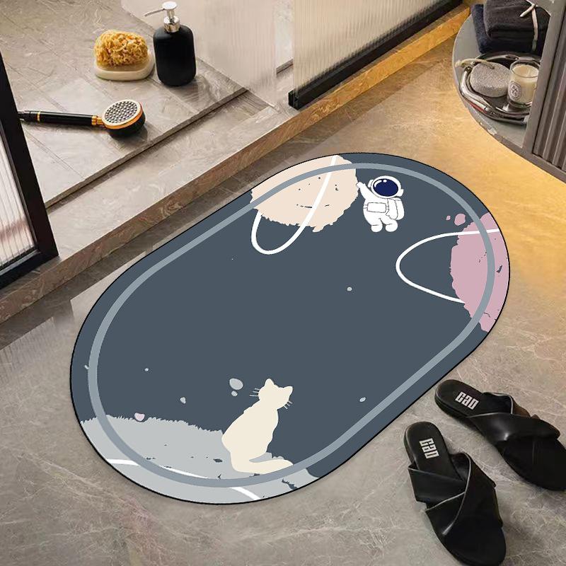 New Diatom Mud Mat Home Cartoon Carpet Toilet Moisture-wicking Foot Mat Easy To Clean Bathroom Mat Durable Durable