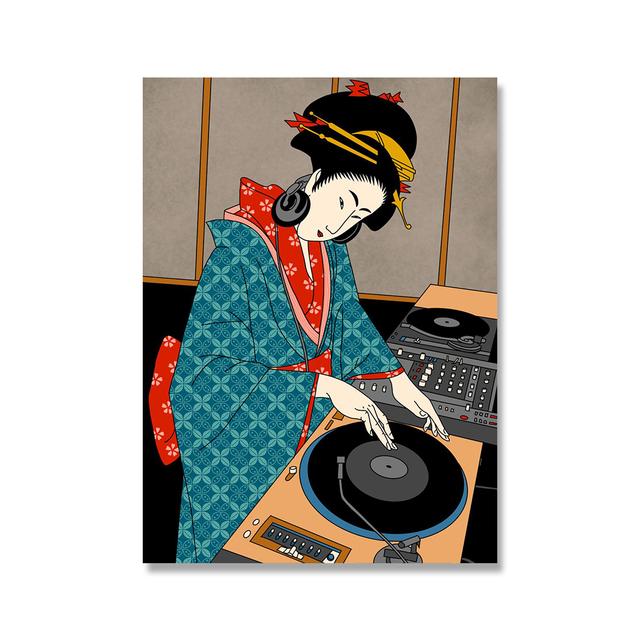Japanese Dj Geisha Ramen Posters Abstract Beauty Canvas Painting Wall Art Pictures Food Restaurant Kitchen Home Decor Cuadros
