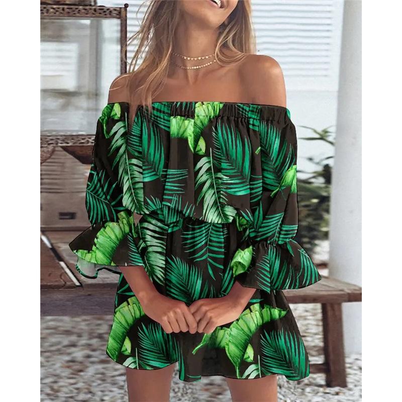 Robe imprimée sexy à la mode à une épaule Vêtements pour femmes
