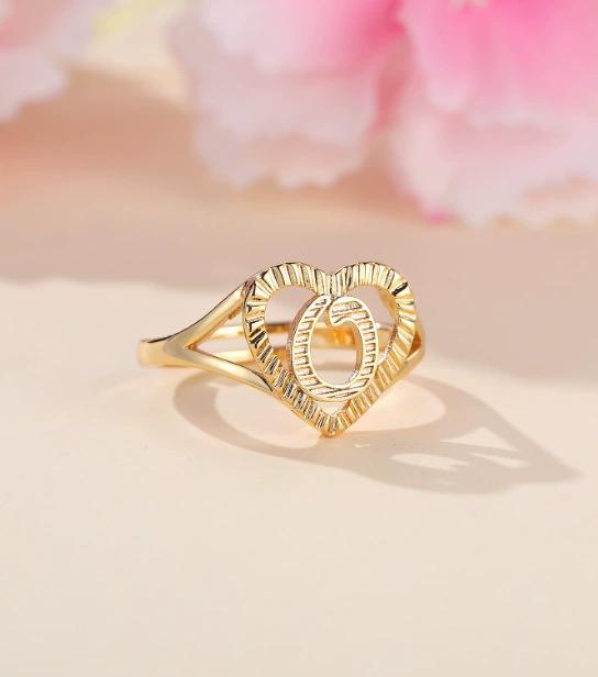 1pc Vintage Hollow 26 Letter Adjustable Ring Fashionable Casual Couple Accessory