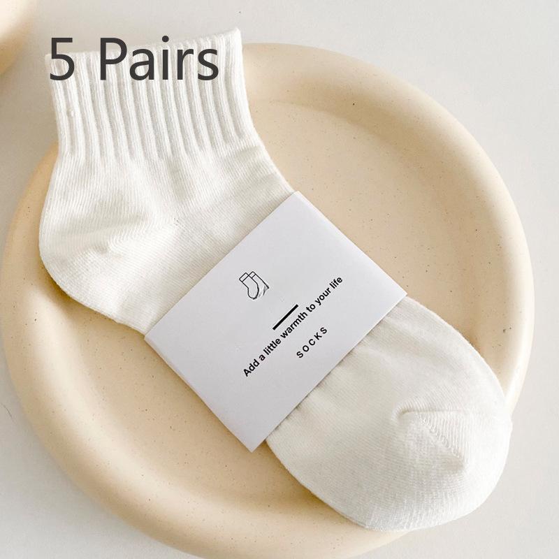 5 Paar Damen Frühling und Sommer Alle Arten von Mode Preppy Stil Einfache einfarbige Kniestrümpfe