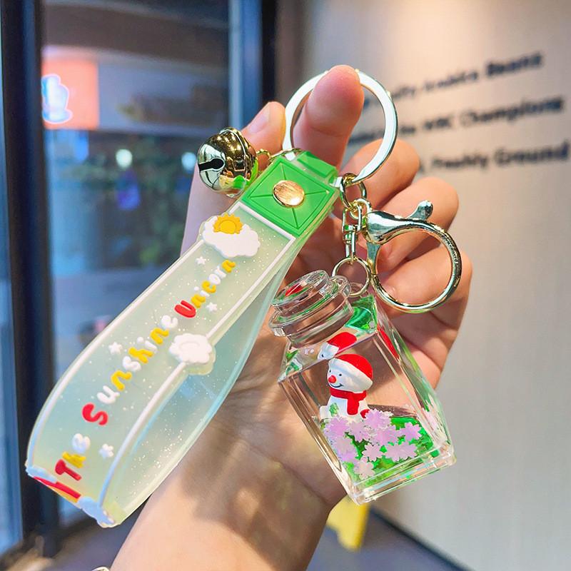 

Рождественские акриловые брелоки Очаровательные дизайны с плавающим маслом для подарков на праздник Green Snowman