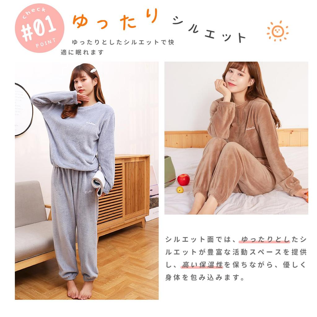 Gfuracefuliayer Long Sleeve Cute Solid Embroidered Loungewear Crew Coral Velvet Women's Pajamas, Autumn/Winter, Set, Casual, Soft, Warm, Neck, 2-Piece