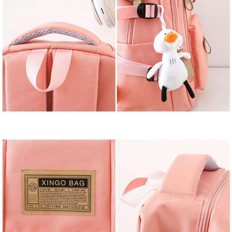 4pcs/set Backpack Female Junior High School Large Capacity High School College Style Schoolbag Outdoor anti backpack