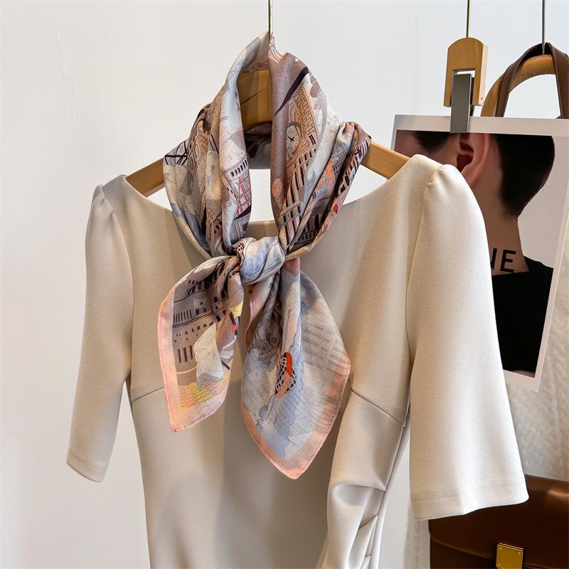 Pink castle imitation silk wool silk scarf 70 small square scarf women s thin scarf scarf headscarf versatile shirt 70*70cm