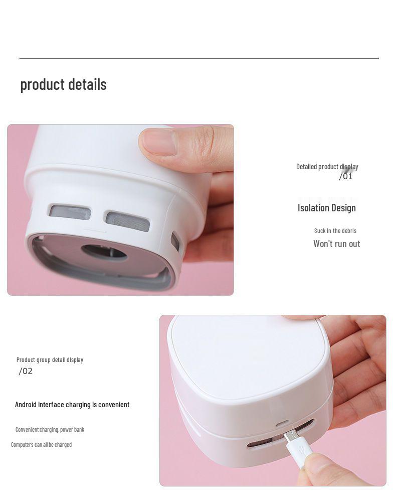 Rechargeable Desktop Vacuum Cleaner for Pencil Shavings - Large Suction, Mini Eraser for Students