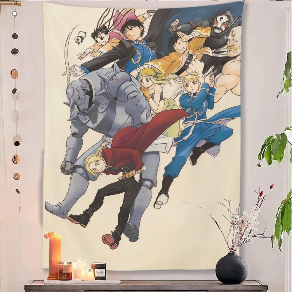 Fullmetal Alchemist Anime Tapestry All Characters Group Print Wall Hanging Background Cloth Bedroom Dorm Decor