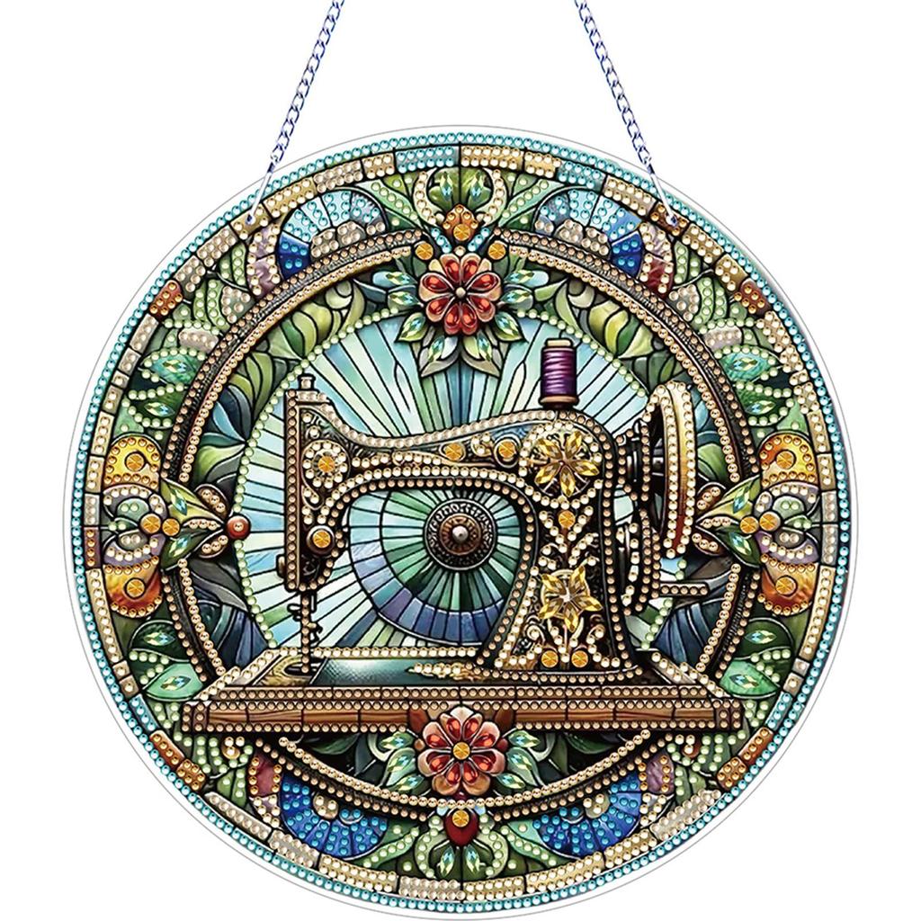 2D Flaches DIY Diamant Art Sonnenfänger Diamantmalerei Set Strass Diamant Art Fensteranhänger Fenster Hängende Kunst für Heimdekoration